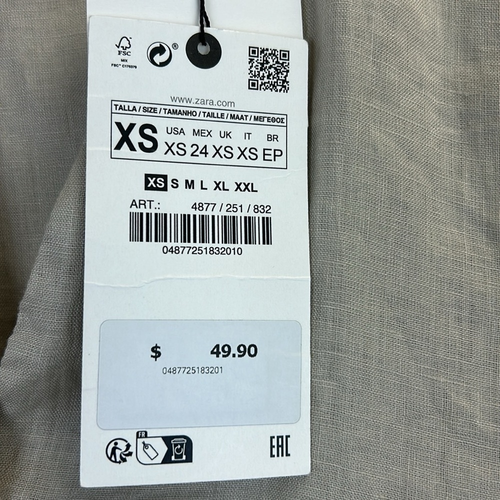 Nwt Zara 100% Linen Button-Down Asymmetrical Shir… - image 2